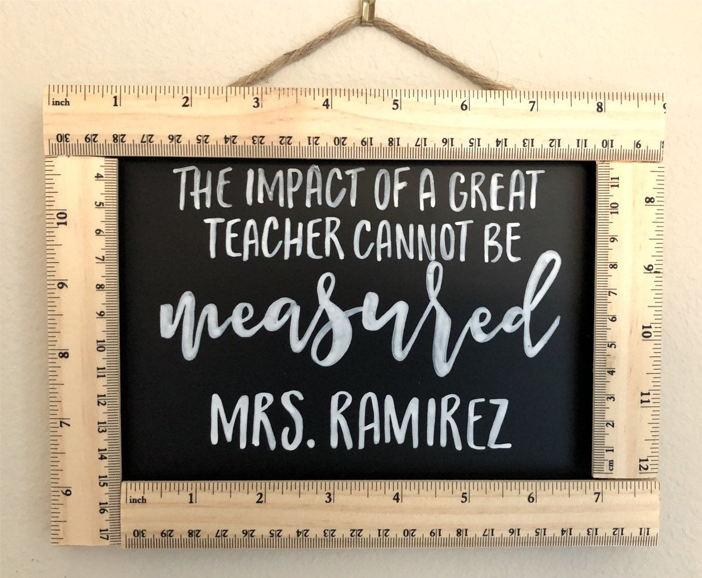Personalized Teacher Sign | Custom Teacher Gift | The Impact of A Great Teacher Cannot Be Measured | Teacher Appreciation gift | Wood Sign