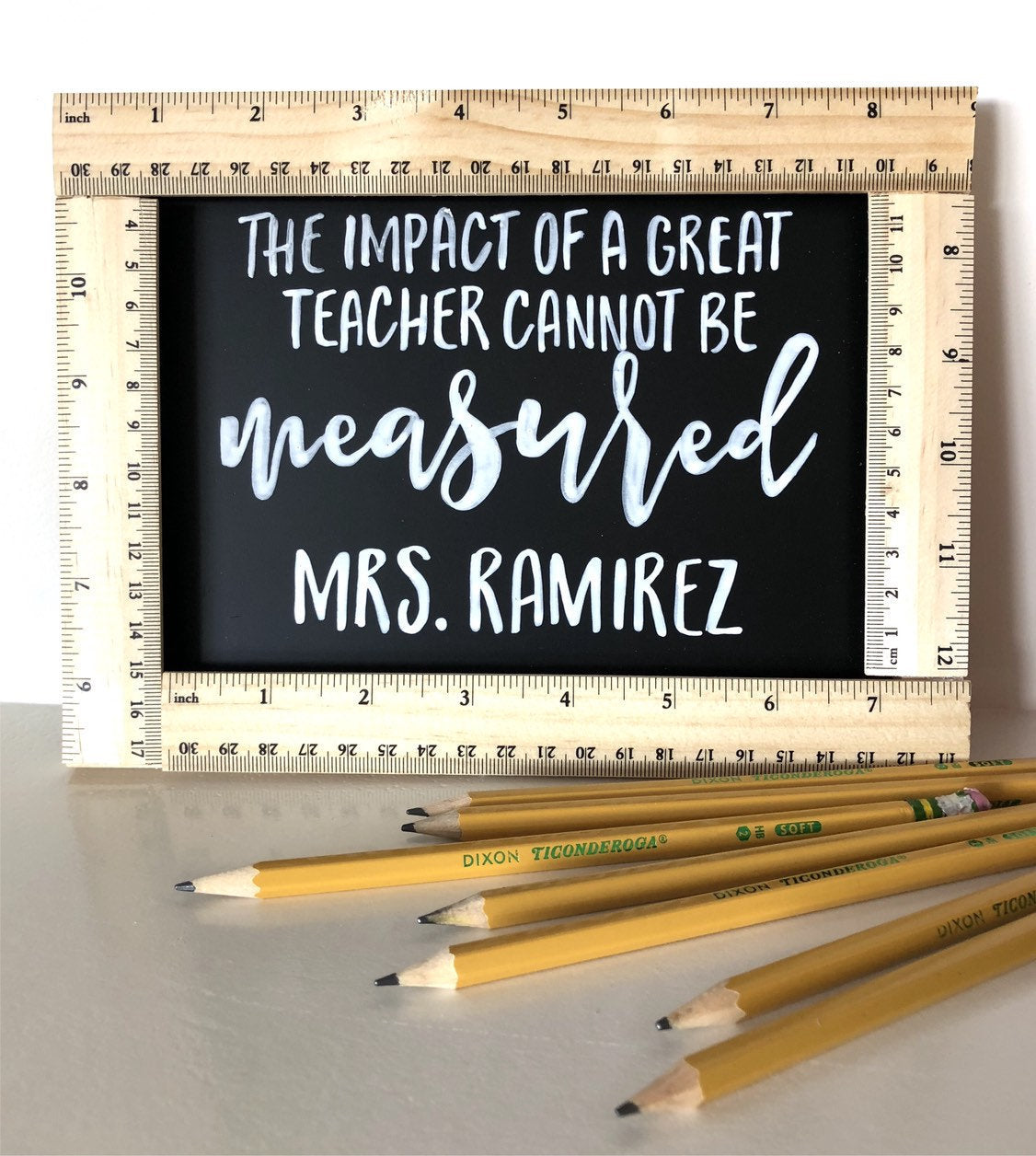 Personalized Teacher Sign | Custom Teacher Gift | The Impact of A Great Teacher Cannot Be Measured | Teacher Appreciation gift | Wood Sign